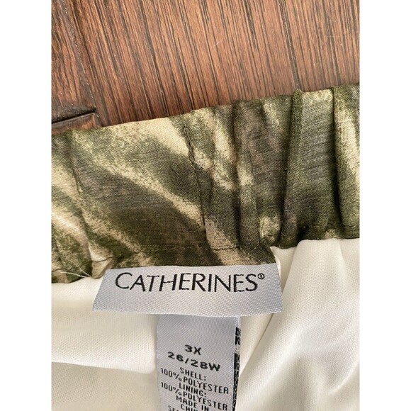 Catherines Women's Size 3X Green Pattern Print Side Split Chiffon Maxi Skirt - Picture 7 of 8